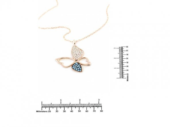 Gümüş Kolye Kelebek Kolye Mavi Tonlama - 3