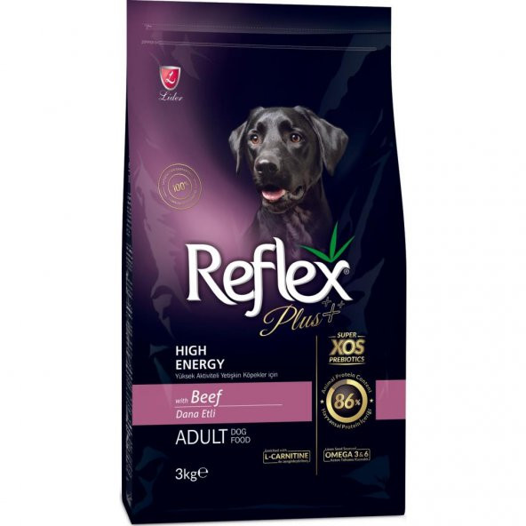 Reflex Plus Yüksek Aktiviteli Yetişkin Köpekler İçin Dana Etli Köpek Maması 3 Kg
