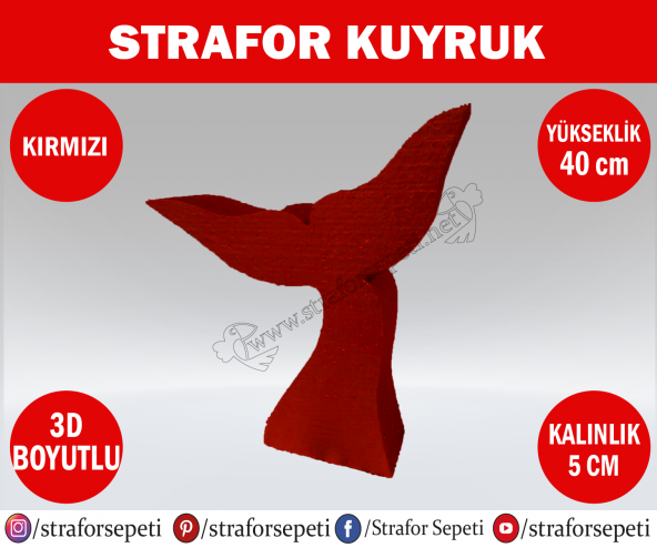 Strafor Sepeti - Strafor Kuyruk 40 cm kırmızı Strafor Dekor, Strafor Parti, Strafor Doğum Günü