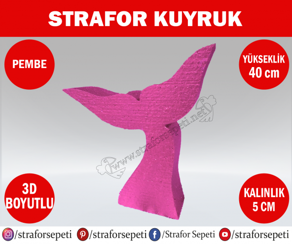 Strafor Sepeti - Strafor Kuyruk 40 cm pembe Strafor Dekor, Strafor Parti, Strafor Doğum Günü