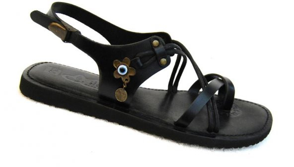 İloz Kadın Hakiki Deri Siyah Eva Taban Sandalet