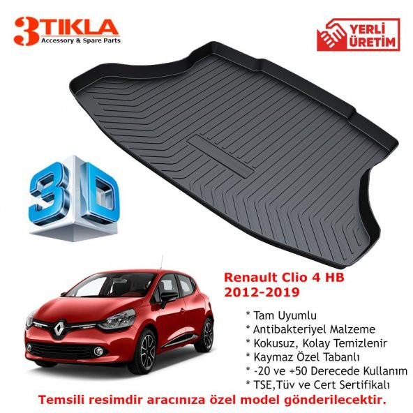 Renault Clio 4 HB 2012-2019 Premium 3D Bagaj Havuzu Paspası