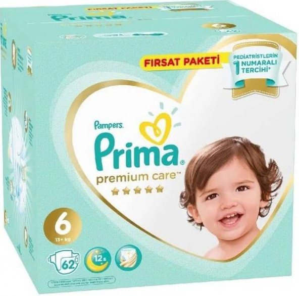 Prima Premium Care 6 Numara Bebek Bezi (13+) 62 adet Fırsat Paketi