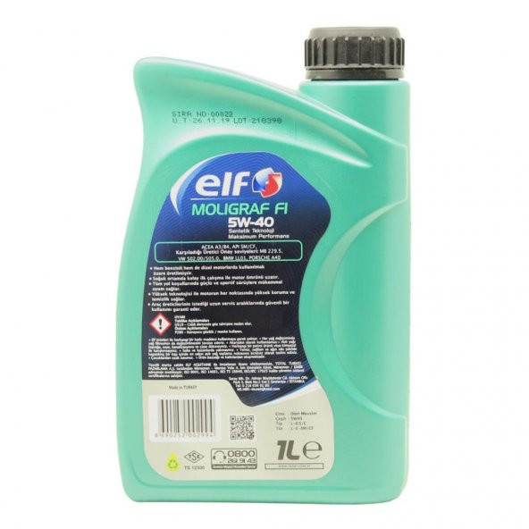 Elf Moligraf F1 5W-40 1 Lt Yarı Sentetik Motor Yağı - 4