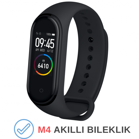 M4 Akıllı Bileklik Kol Bandı Fitness Saat Renkli Ekran Adım Sayar Nabız Kalori Ölçer İOS & Android Uyumlu