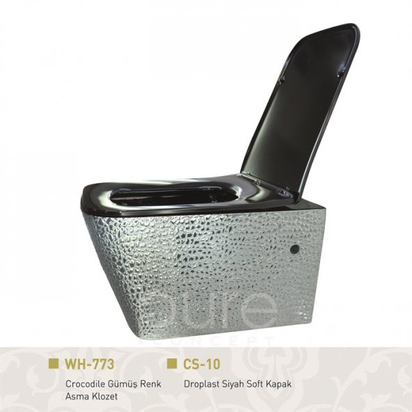Crocodile Silver-Black Kanalsız Asma Klozet - 2