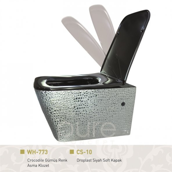 Crocodile Silver-Black Kanalsız Asma Klozet - 3