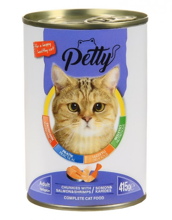 Petty Somon Karidesli Kedi Konservesi 24 Adet x 415 gr