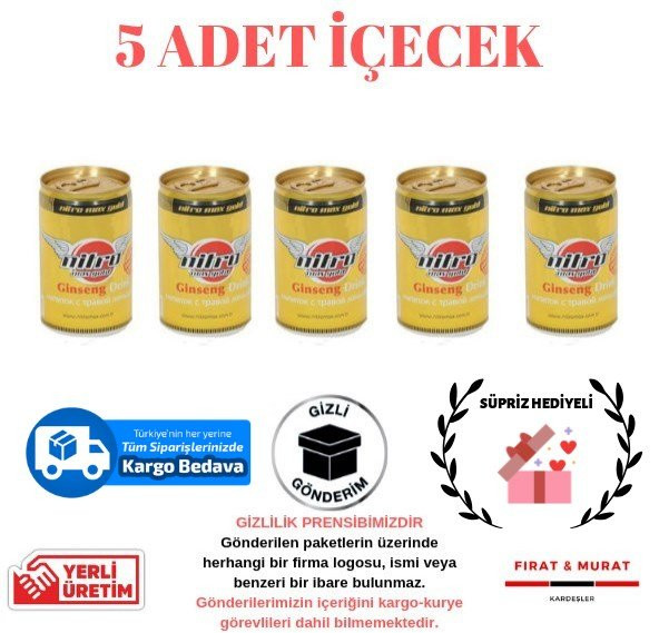 Nitro Ginseng Drink Nitro 5 Adet Cinsel İçecek 150ml - Ücretsiz Kargo