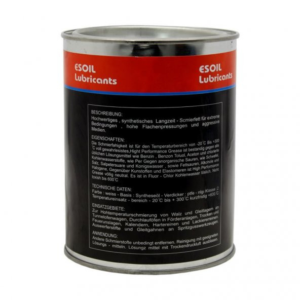 Esoil HT 600 1 Kg Yüksek Sıcağa Dayanıklı Beyaz Gres - 3