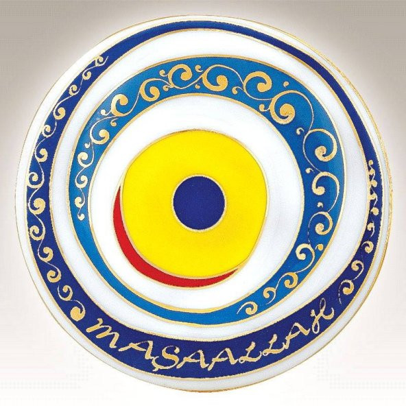 Kütahya Porselen El Yapımı Nazar Boncuklu Tabak - Resim 2