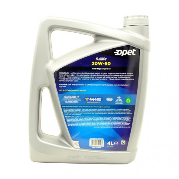 Opet Fulllife 20W-50 4 Litre Benzinli ve Dizel Araç Motor Yağı - 4