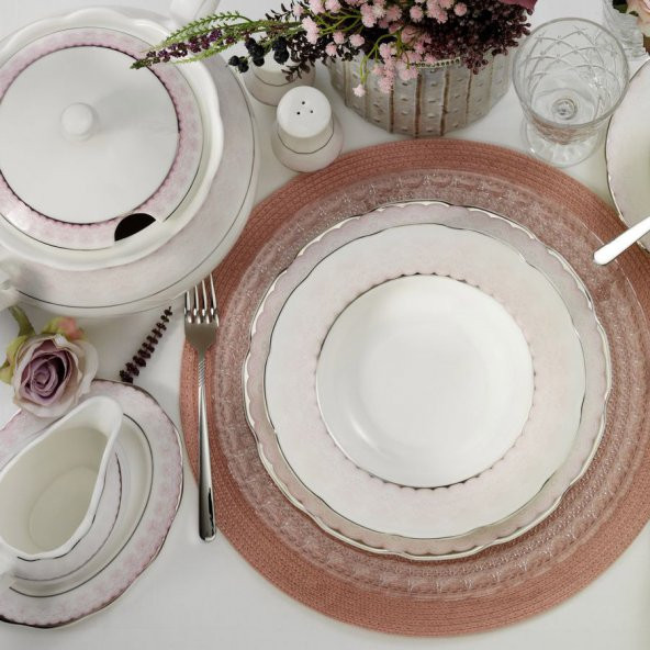 Kütahya Porselen Bone Olympos 62 Parça 92904 Desenli Yemek Takımı - 2