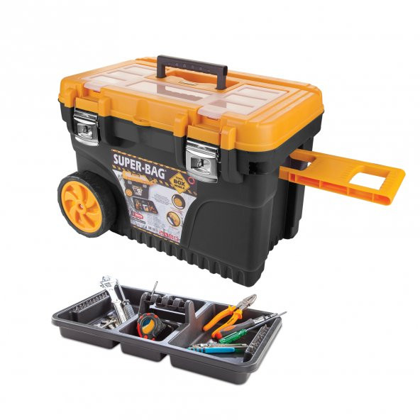 Süper Bag Tekerlekli Takım Çantası Alet Edevat Çantası Metal Kilitli Mobil Takım Çantası Mobil Çanta Asr-2011