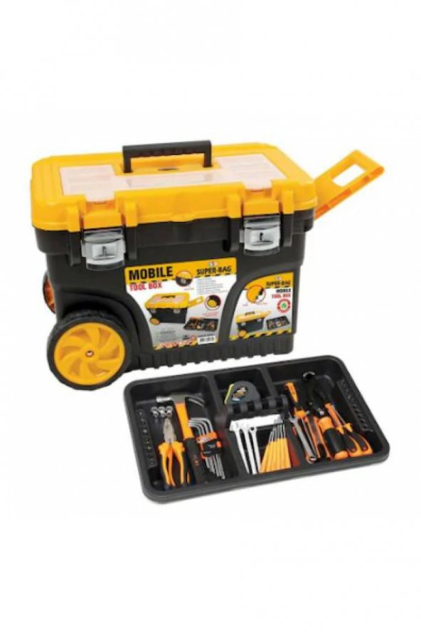Süper Bag Tekerlekli Takım Çantası Alet Edevat Çantası Metal Kilitli Mobil Takım Çantası Mobil Çanta Asr-2011 - 2