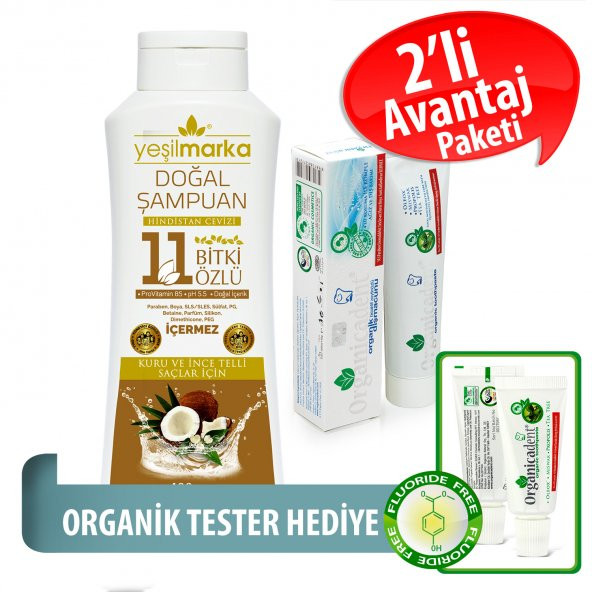 Organicadent Florürsüz Organik Diş Macunu 50 ml 11Bitki Özlü Doğal Şampuan Hediye B