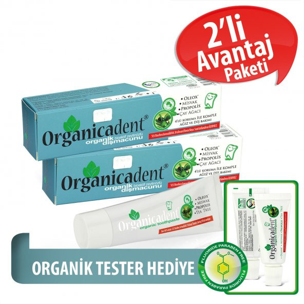 Organicadent Florürsüz Organik Diş Macunu 50 mlx2 T