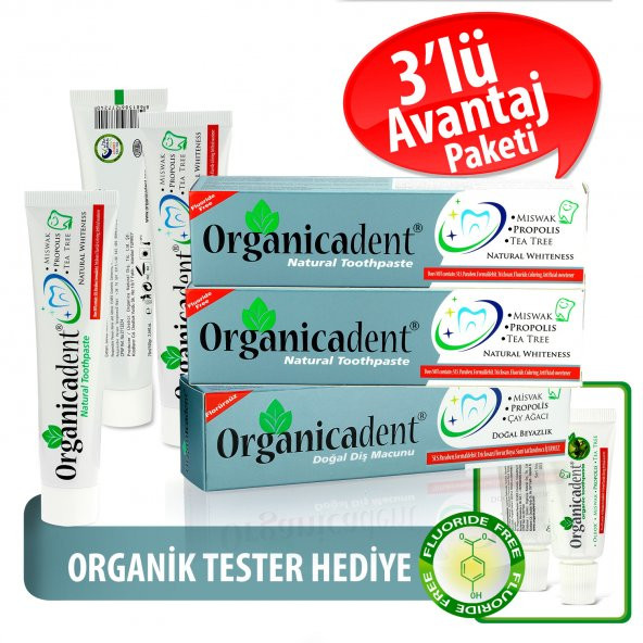 Organicadent Florürsüz Doğal Diş Macunu 75 ml x3