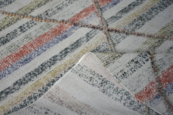Karışık Renk Pudra Yıkanabilir İnce Yazlık Kilim - HS84005 - 3