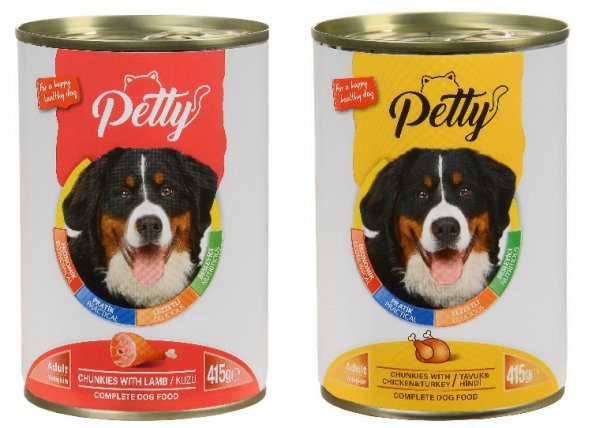 Petty Karışık Köpek Yaş Maması 48 Adet x 415 gr