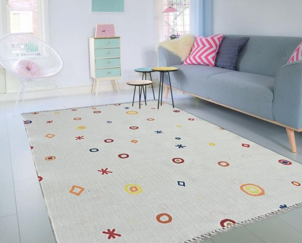 Çift Taraflı Karışık Renk Yıkanabilir İnce Yazlık Kilim - HS81007 - 6