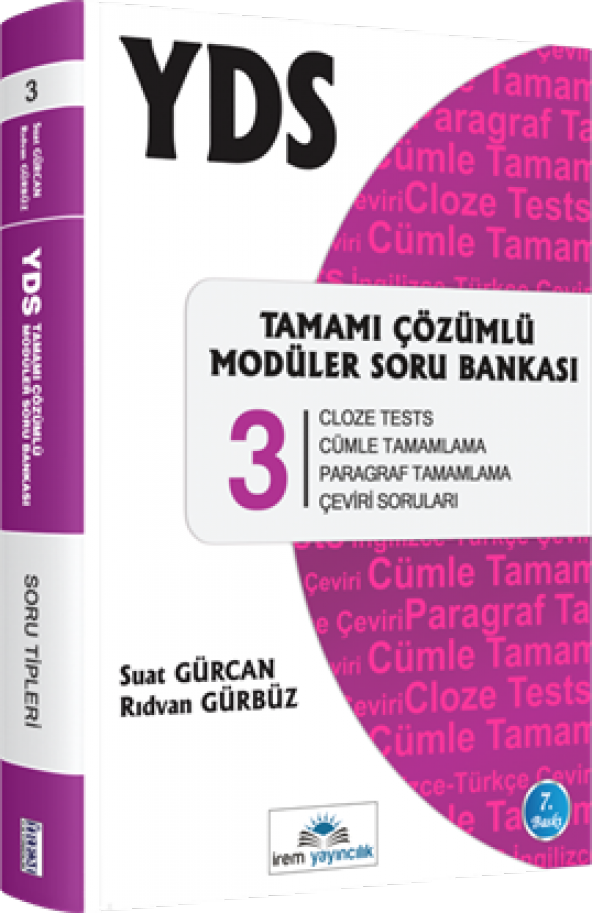 İrem Yayıncılık YDS Tamamı Çözümlü Modüler Soru Bankası 3 Cloze Tests