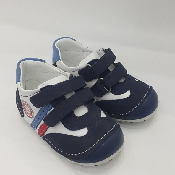Lacivert Beyaz 1-3 Yaş Bebek Spor Ayakkabı Cırtlı Model