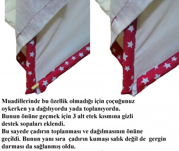 Altev Yıldız Desenli Ahşap Çoçuk Çadırı Kızılderili Çadırı Oyun Evi Oyun Çadırı Kamp Çadırı Yastıklı Minderli - 3