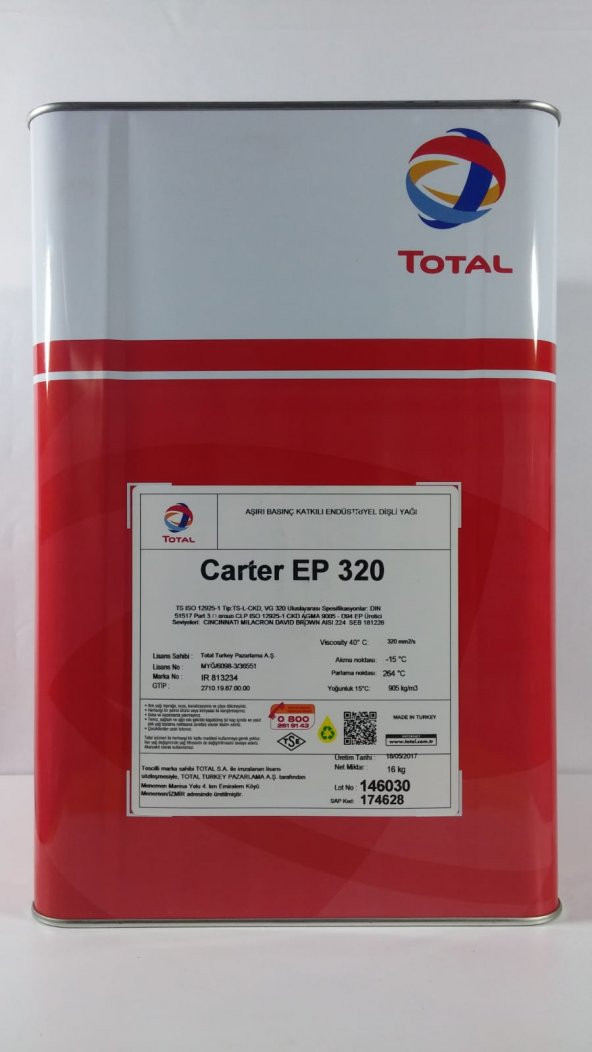 Total Carter Ep 320 - Endüstriyel Redüktör Dişli Yağı