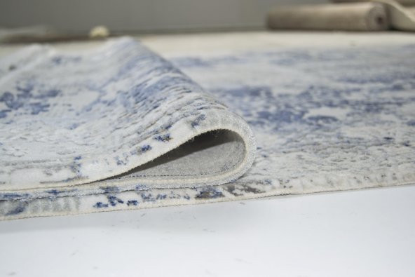 Gri Mavi Modern İnce Salon Halısı - 99145V - 2