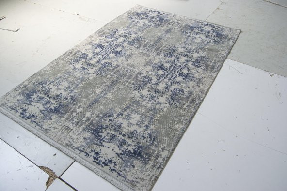 Gri Mavi Modern İnce Salon Halısı - 99145V - 3