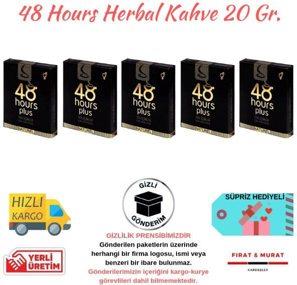 48 Hours Herbal Coffee Cinsel Kahve 5 Adet Tek İçimlik Kahve 20gr