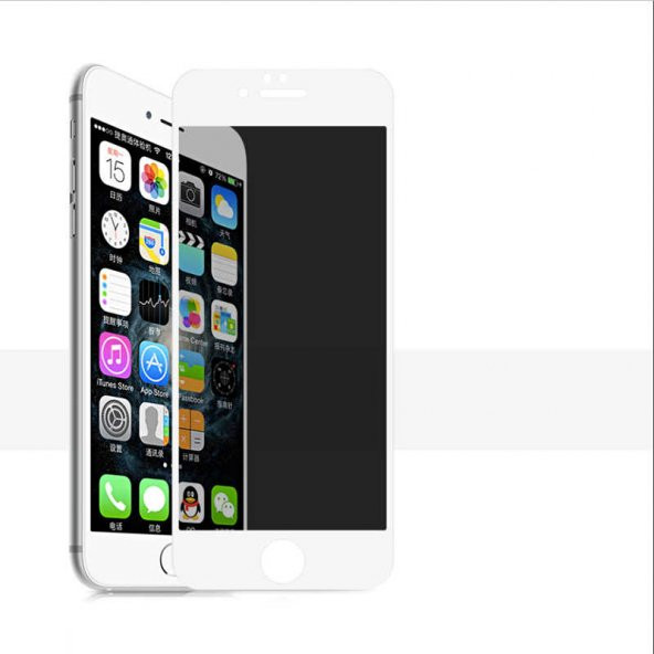 Apple iPhone 8 Plus Olix Kor Privacy Gizlilik Filtreli Hayalet Ekran Koruyucu Cam Beyaz