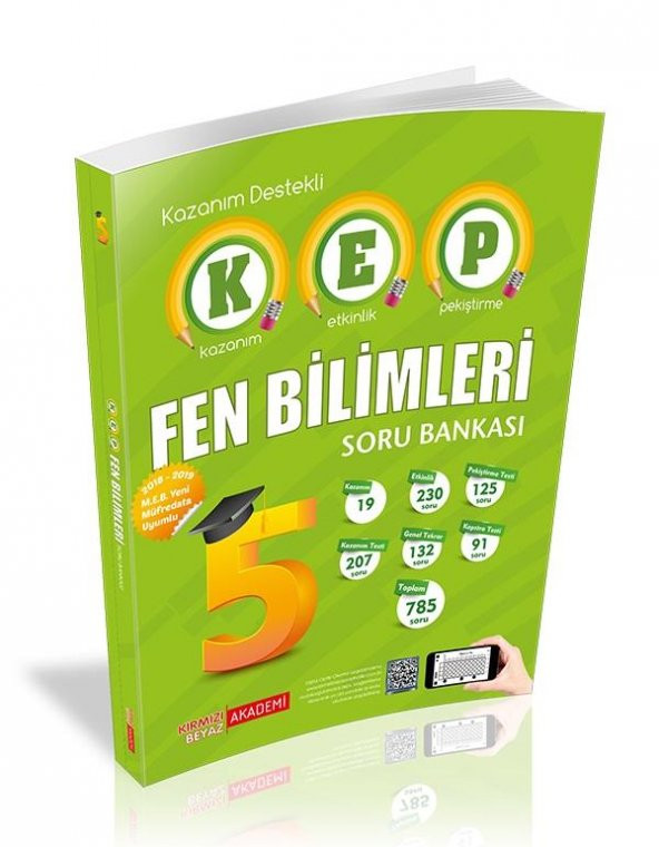 Kırmızı Beyaz Akademi 5. Sınıf Fen Bilimleri Kep Soru Bankası  Yeni 2020