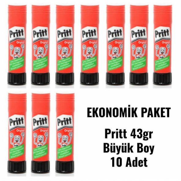 Pritt Stick Yapıştırıcı 43 Gr (Büyük Boy) 10 Adet Ücretsiz Kargo