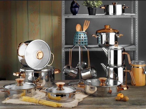 Aryıldız Lilyum Cam İdeal 22 Parça Bronz Prestige Tencere Seti