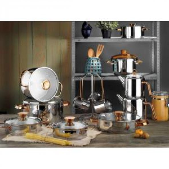 Aryıldız Lilyum Cam İdeal 22 Parça Bronz Prestige Tencere Seti - 2