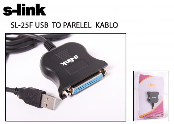 S-LINK SL-25F USB TO PARALEL DİŞİ KABLO