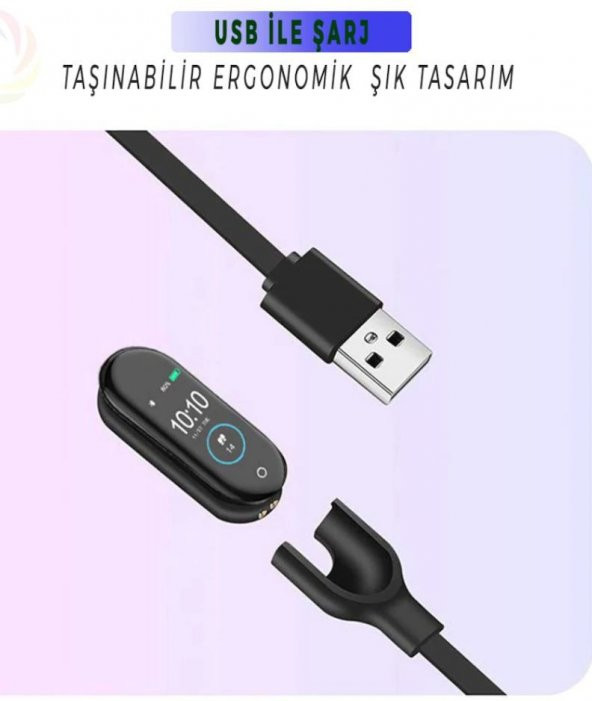 M4 Akıllı Bileklik Saat Watch Band Silikon Kordon Kayışlı RENKLİ EKRAN - 4