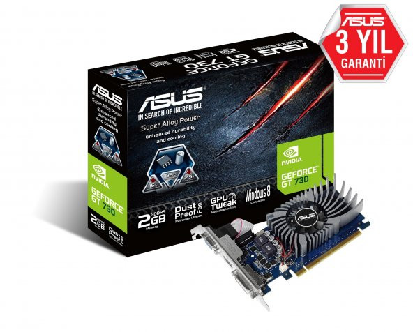 Asus Nvidia GeForce GT 730 2GB 64Bit  GDDR5 HDMI/DVI Ekran Kartı (GT730-2GD5-BRK)