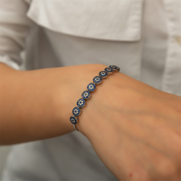 Nazarlı Gümüş Asansörlü Bileklik DN1002C - 2