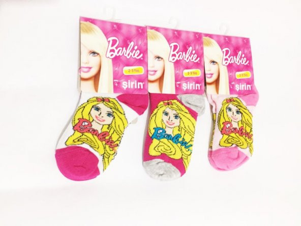 Orijinal Lisanslı Barbie Kız Çocuk Çorap 3lü Set
