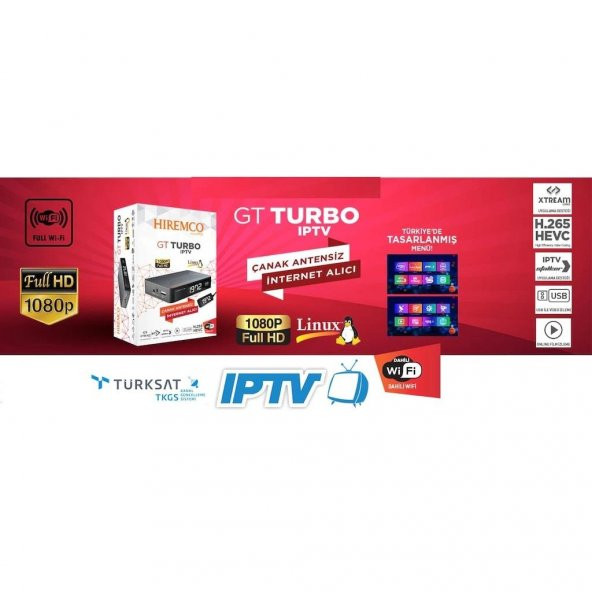 Hiremco GT Turbo IP HD Uydu Alıcı - (DAHİLİ Wİ-Fİ 2020 Model SON SÜRÜM CİHAZ)