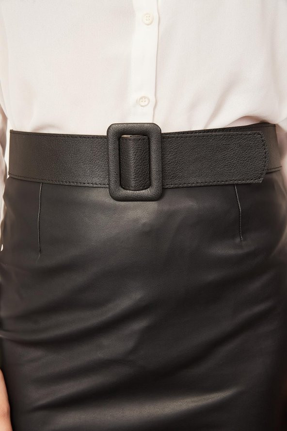 Kadın Siyah Deri Kemer - 2