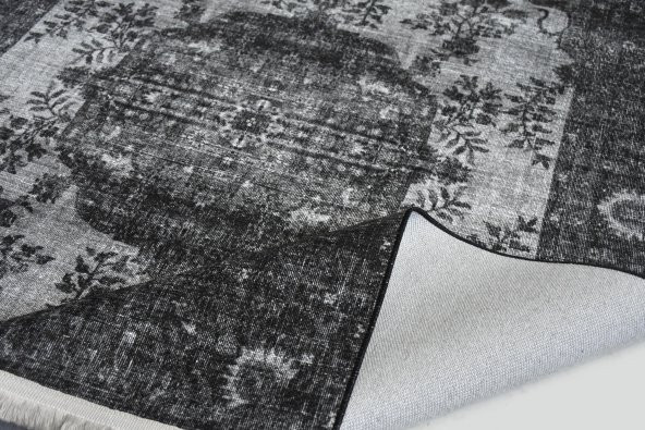 Siyah Renk Yıkanabilir İnce Yazlık Kilim - HS82104 - 2