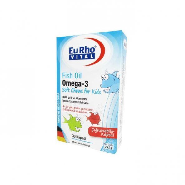Eurho Vital Omega 3 Fish Oil Soft Chews for Kids Çiğne 30 Kapsül