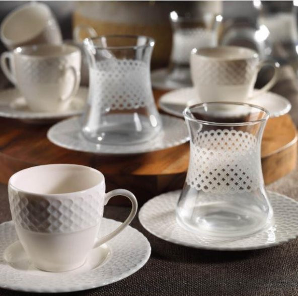 Kütahya Porselen İron 18 Parça Çay&Kahve Seti