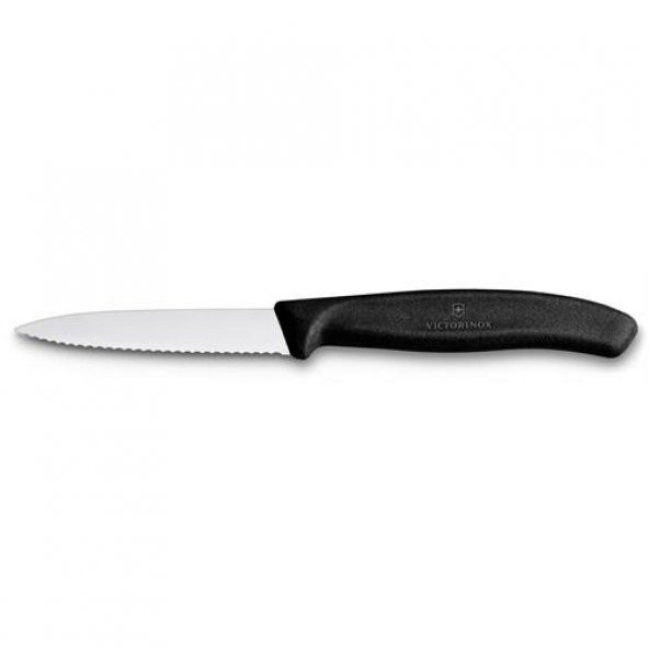 Victorinox 8Cm Soyma Bıçağı (Testere Ağızlı) Siyah
