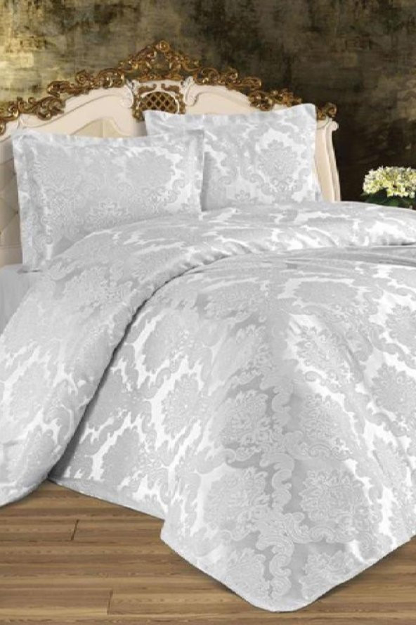 Busem Jakarlı Şönil Yatak Örtüsü Gri - 3