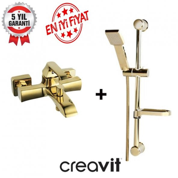CREAVİT AVANGART 2 Li BANYO ARMATÜR BATARYA SETİ ALTIN AG2500G + SH411G